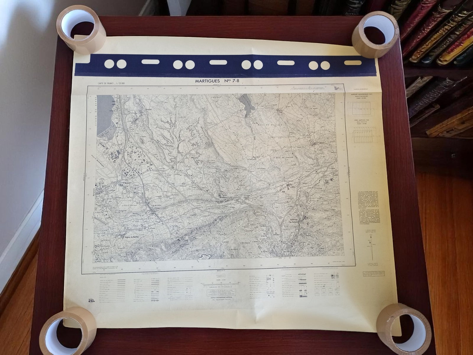 Carte ancienne Martigues N°7-8 France vintage plan topographique plié