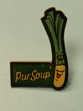 Pin's vintage Pur Soup publicitaire, motif poireau, collection années 90