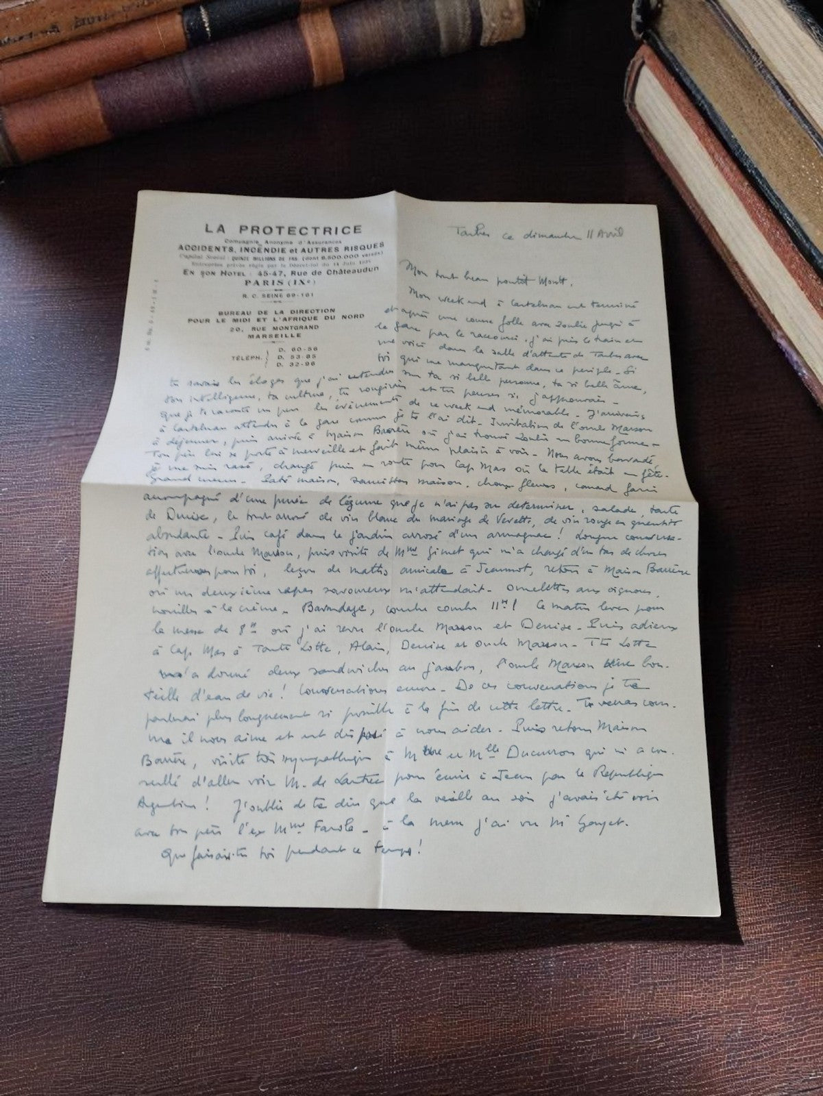 Lettre manuscrite 1943 guerre France à sa femme papier entête assurance Paris