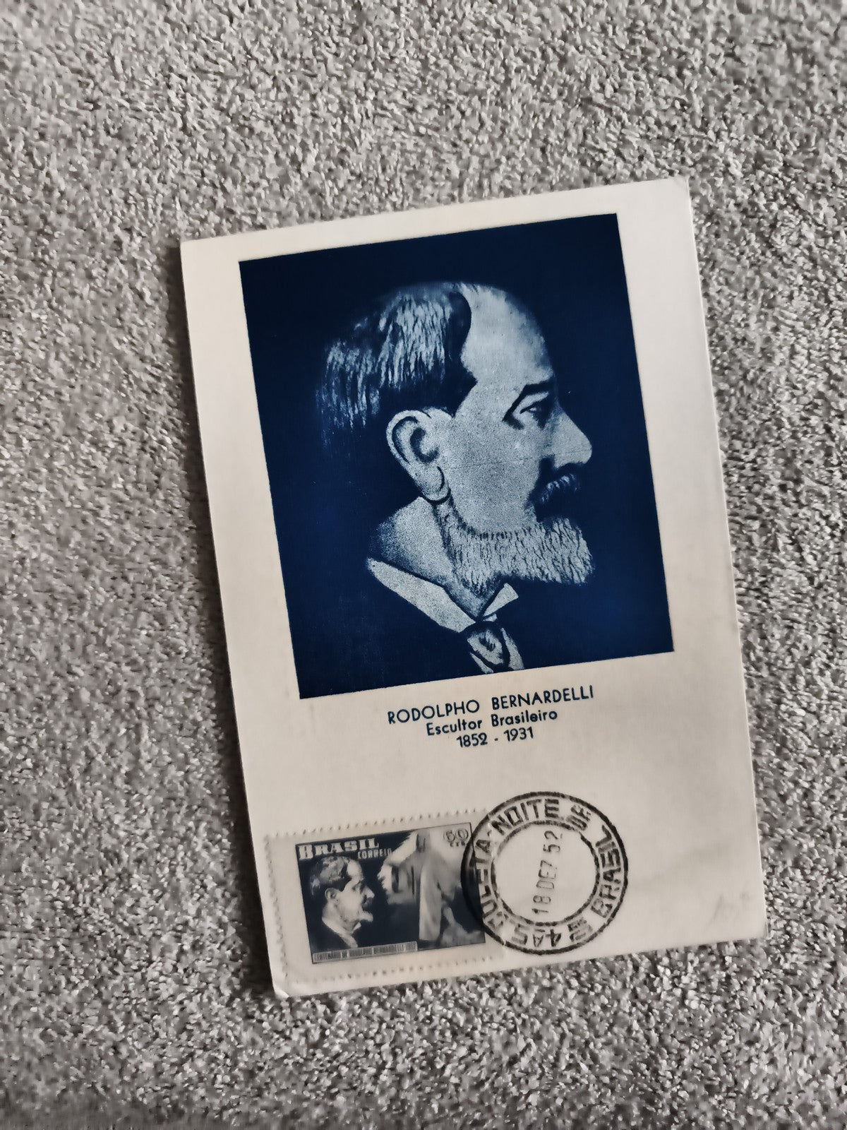 Carte maximum Rodolpho Bernardelli Brésil 1952 timbre oblitéré philatélie (Ref 1