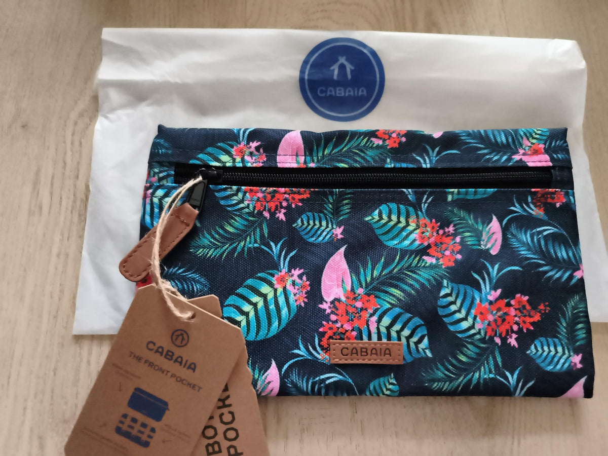 Pochette avant Cabaia tropical 24 cm zip motif feuillage fleurs sac
