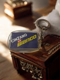 Porte-clés vintage Cinzano Le Bianco pub rétro années 70 translucide