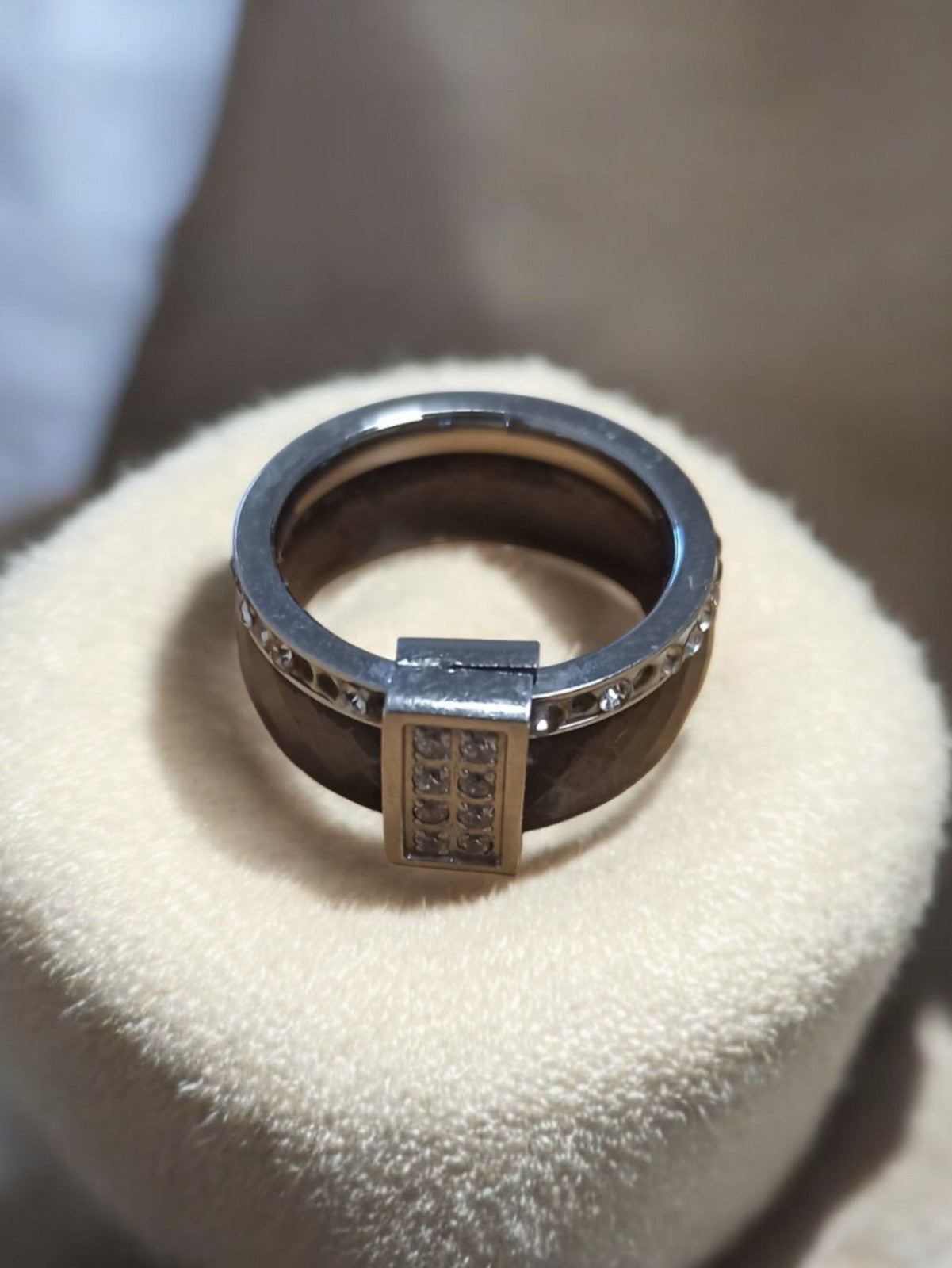 Versilberter Vintage Retro Strass Ring Größe 54 Origineller Schmuck