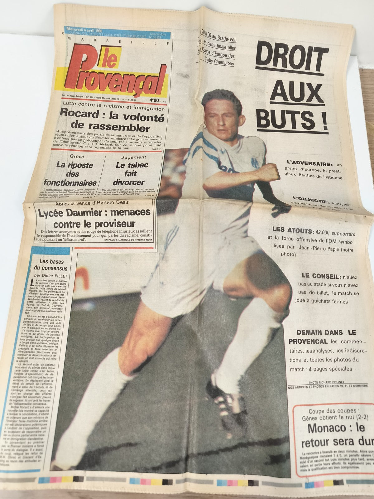 Ancien journal Le Provençal OM 1990 demi-finale Coupe d?Europe football vintage