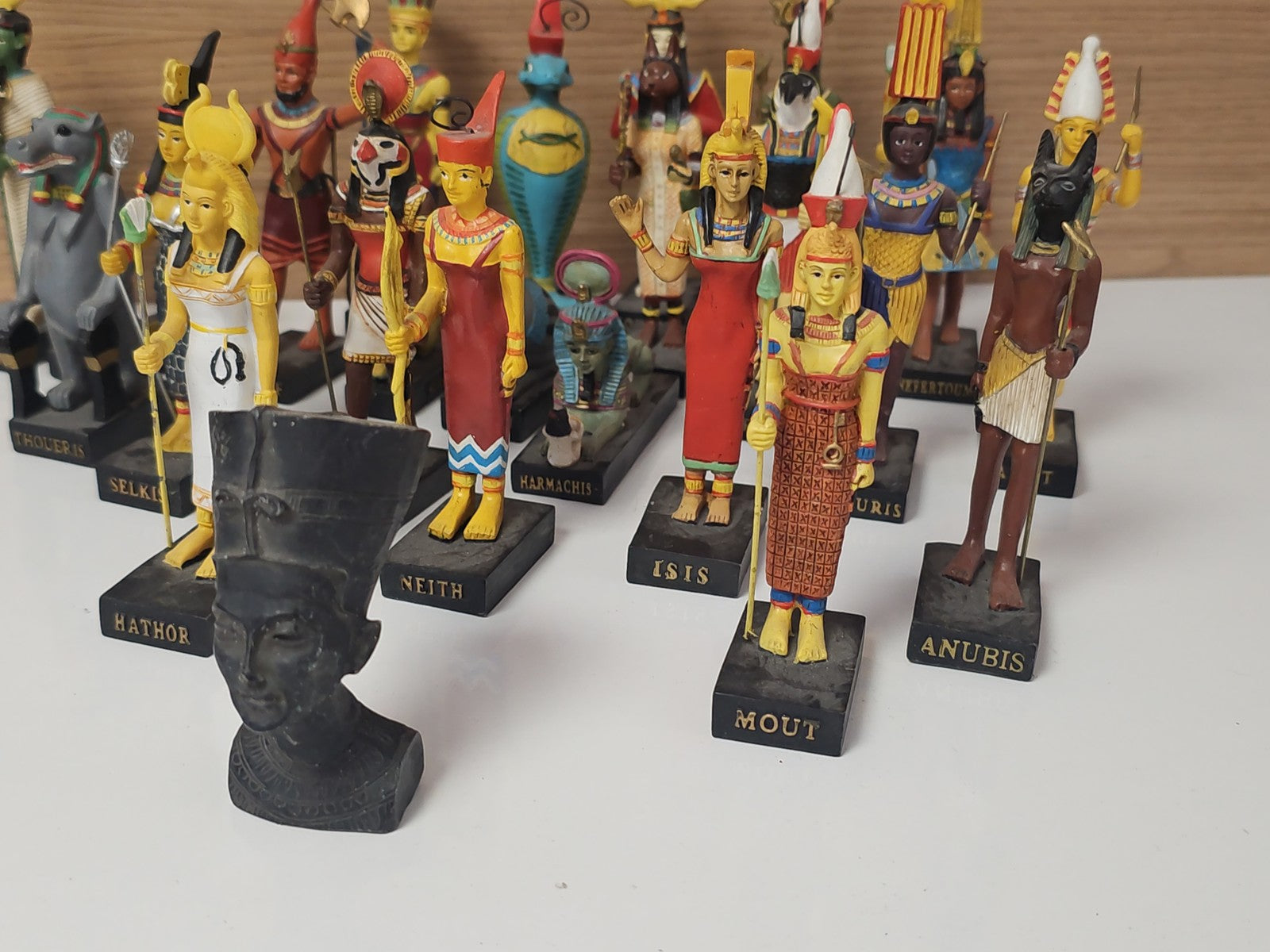 Vintage figurines dieux Égypte ancienne + magazines, set collection ancien rare