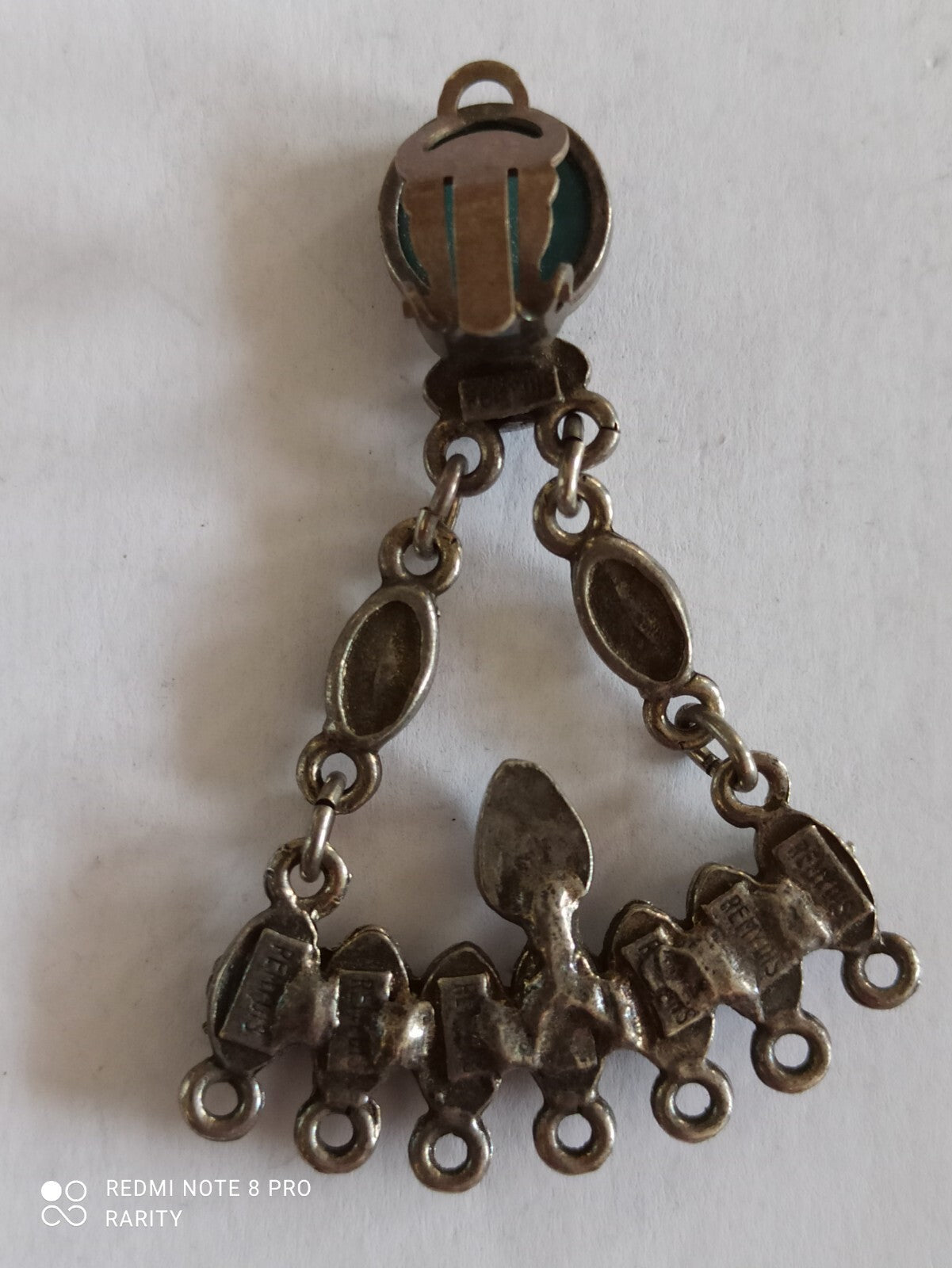 Broche vintage émaillée Remy Dis Paris motif étoile bleu vert Made in France