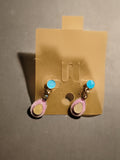 Boucles d’oreilles vintage pendantes bleu rose deadstock ancien magasin