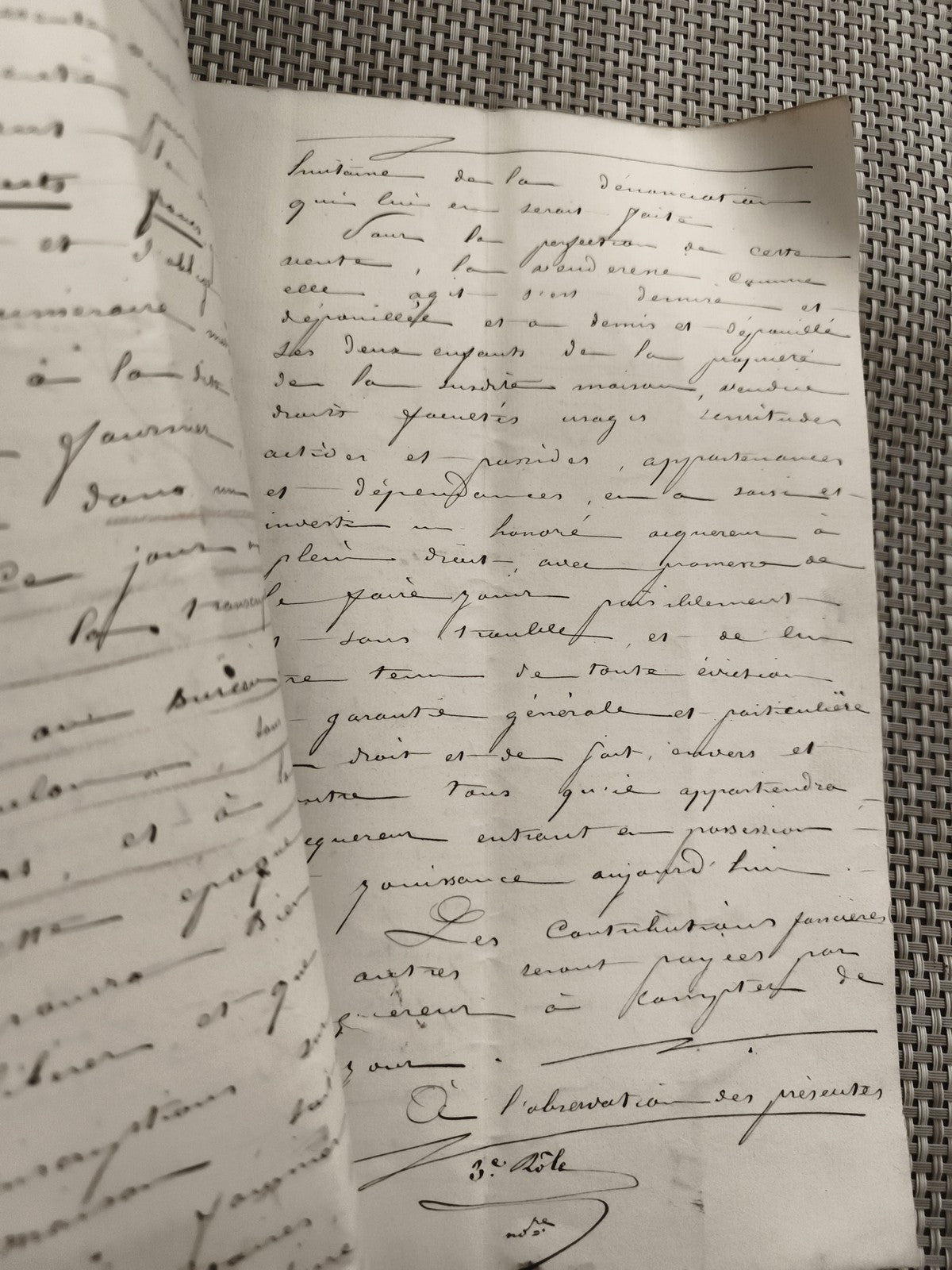 Ancien acte notarié vente manuscrit 1858 cachet Timbre Impérial document