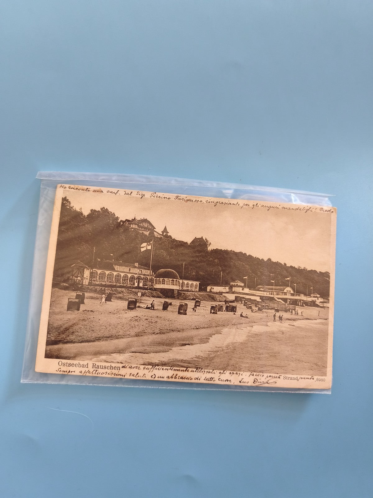 Carte postale ancienne italienne vintage époque coloniale avec timbre et oblitér