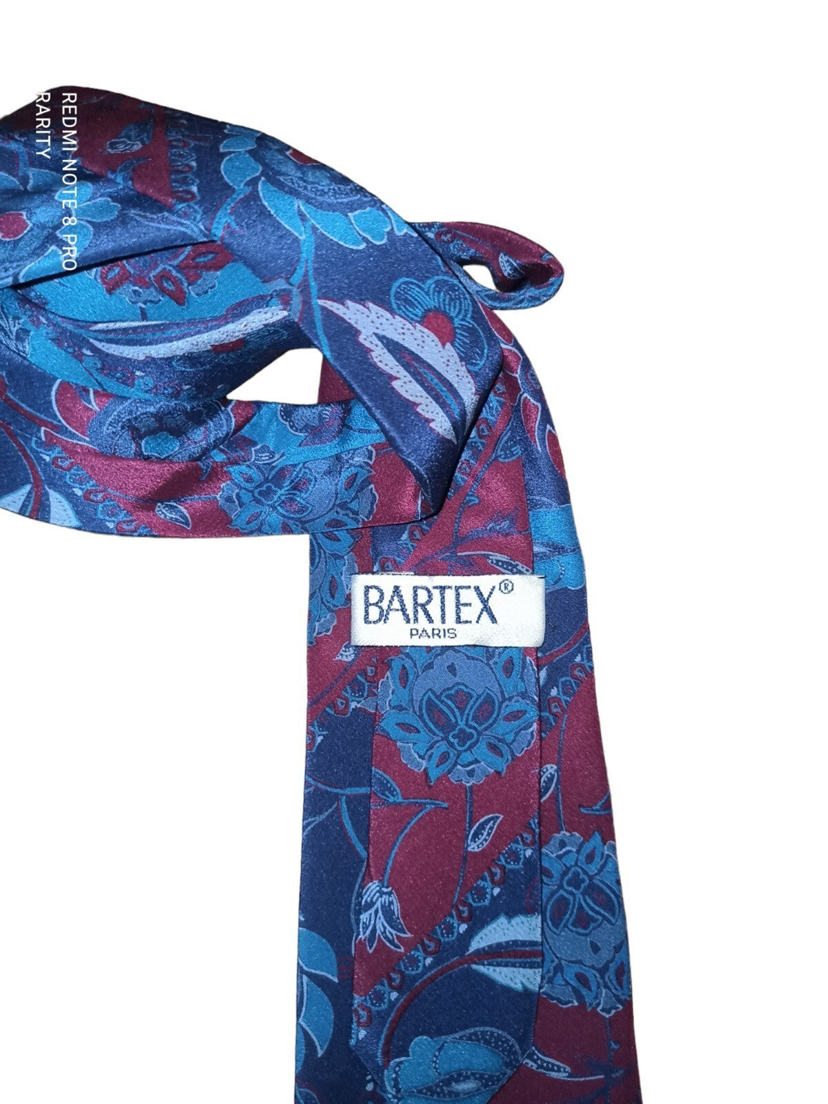 Cravate homme Bartex Paris soie bleu bordeaux motif floral élégant