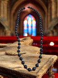 Collier vintage perles bleu nuit – Bijou rétro chic fantaisie
