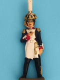 Figurine plomb soldat Empire uniforme bleu blanc doré ancien jouet militaire