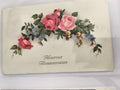 Carte postale ancienne Heureux Anniversaire fleurs roses illustration rétro