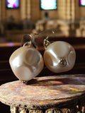Boucles d’oreilles vintage perle fantaisie pendantes style rétro années 60 70