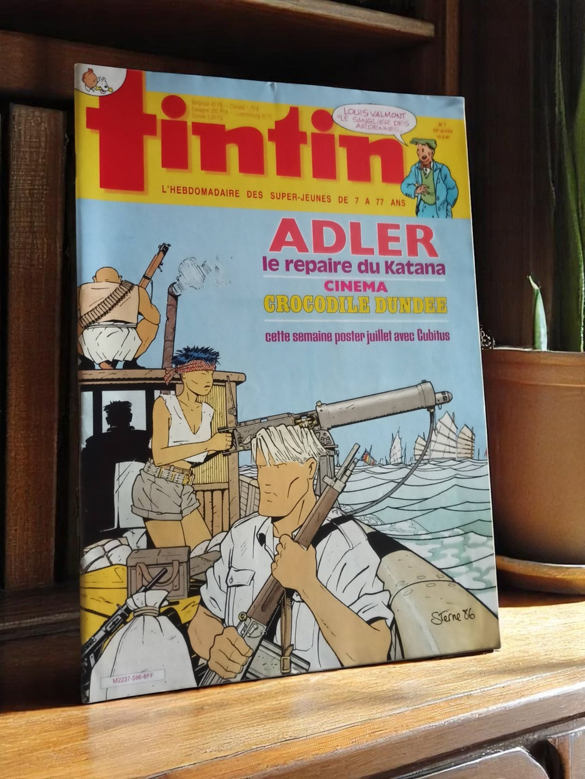 Magazine Tintin vintage années 80 n° 571 Adler cinéma Crocodile Dundee collector