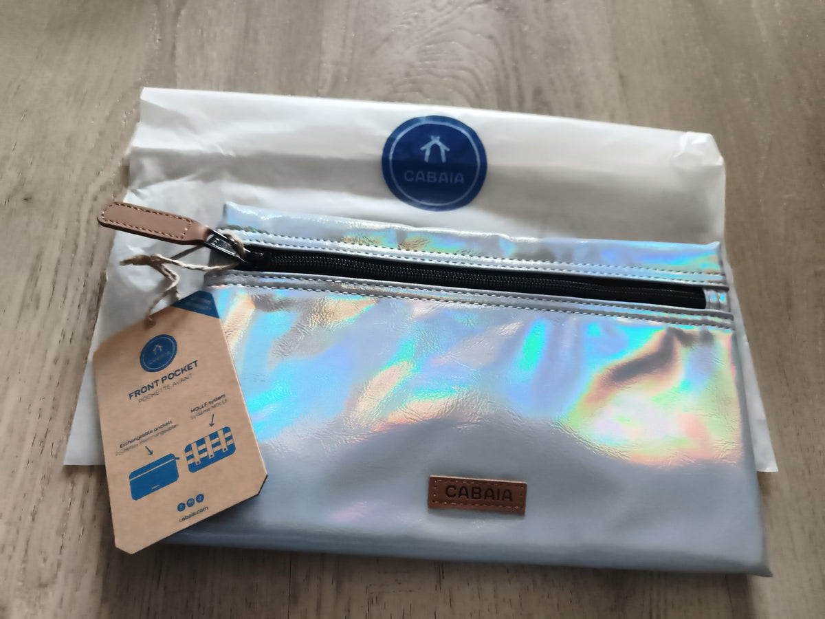 Pochette Cabaia irisée neuve 24 cm compartiment zippé accessoire sac