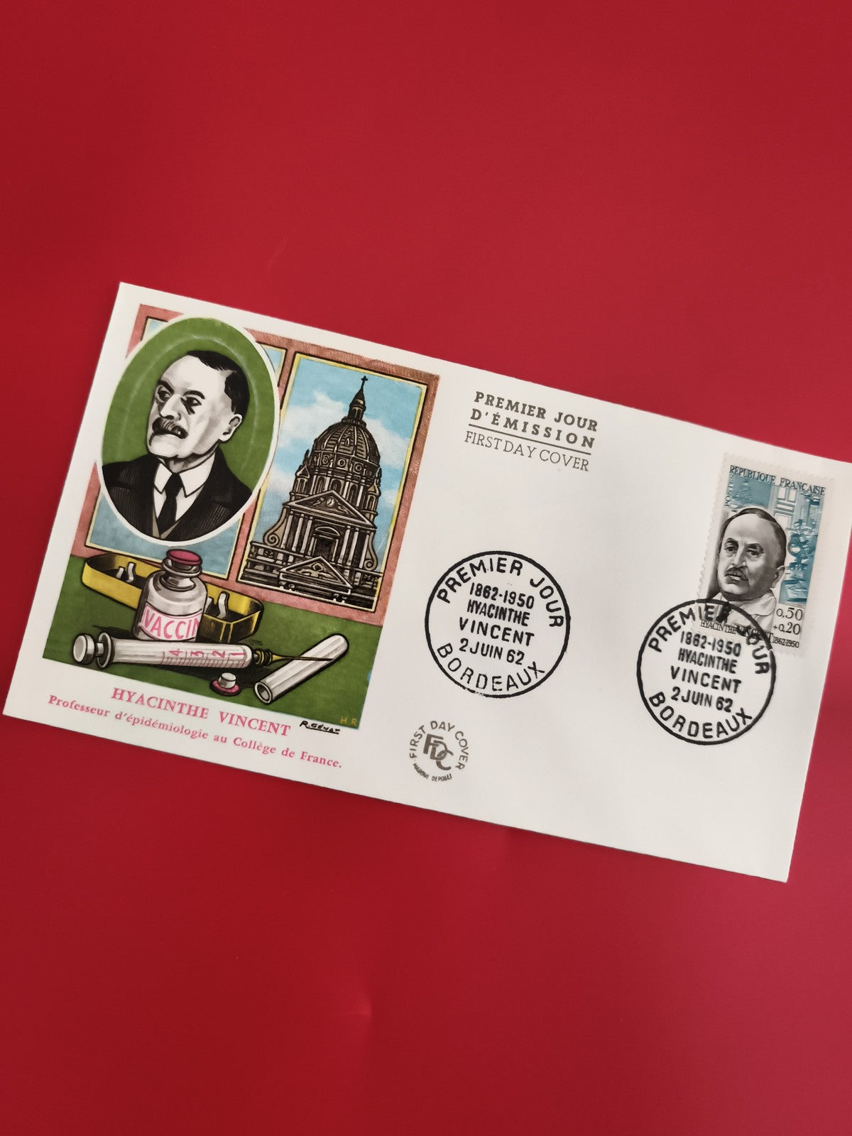 Lettre premier jour Hyacinthe Vincent 1962 Bordeaux philatélie FDC timbre