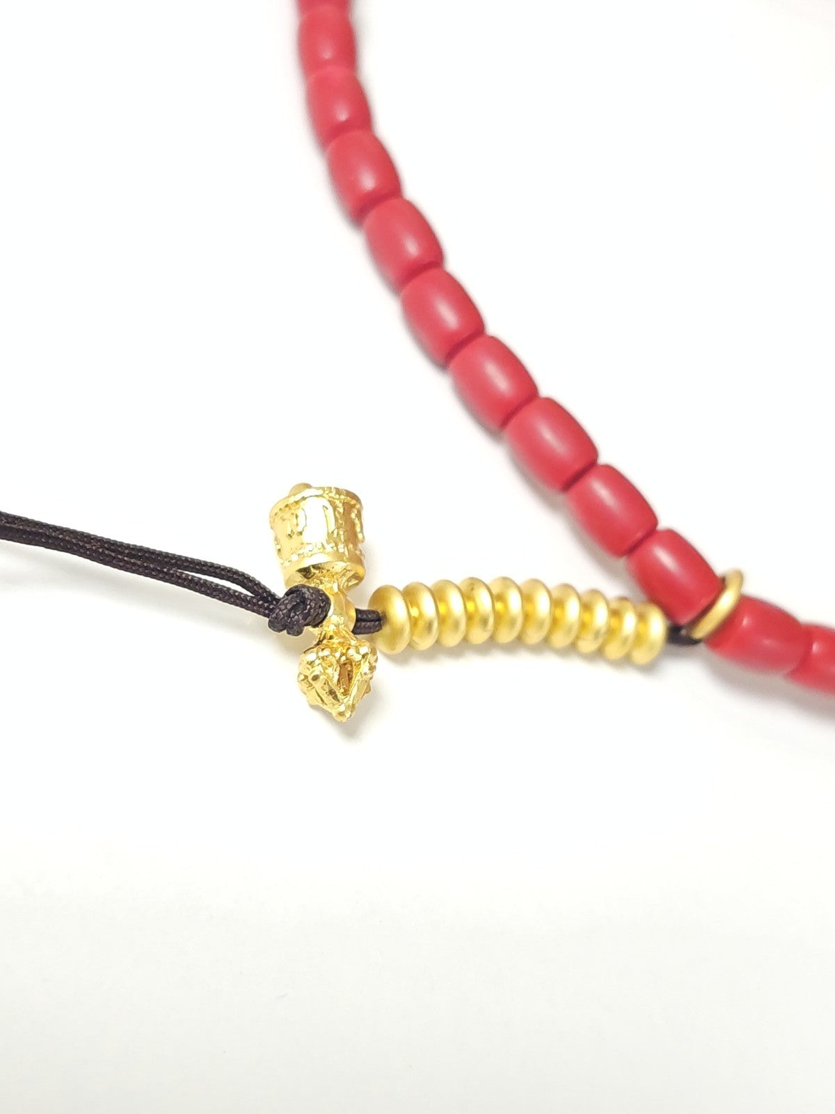 Vintage antique Tibetan necklace in red coral, ethnic jewelry 71g collection