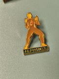 Pin's vintage Alphonte silhouette boxeur doré émaillé collection sport rétro
