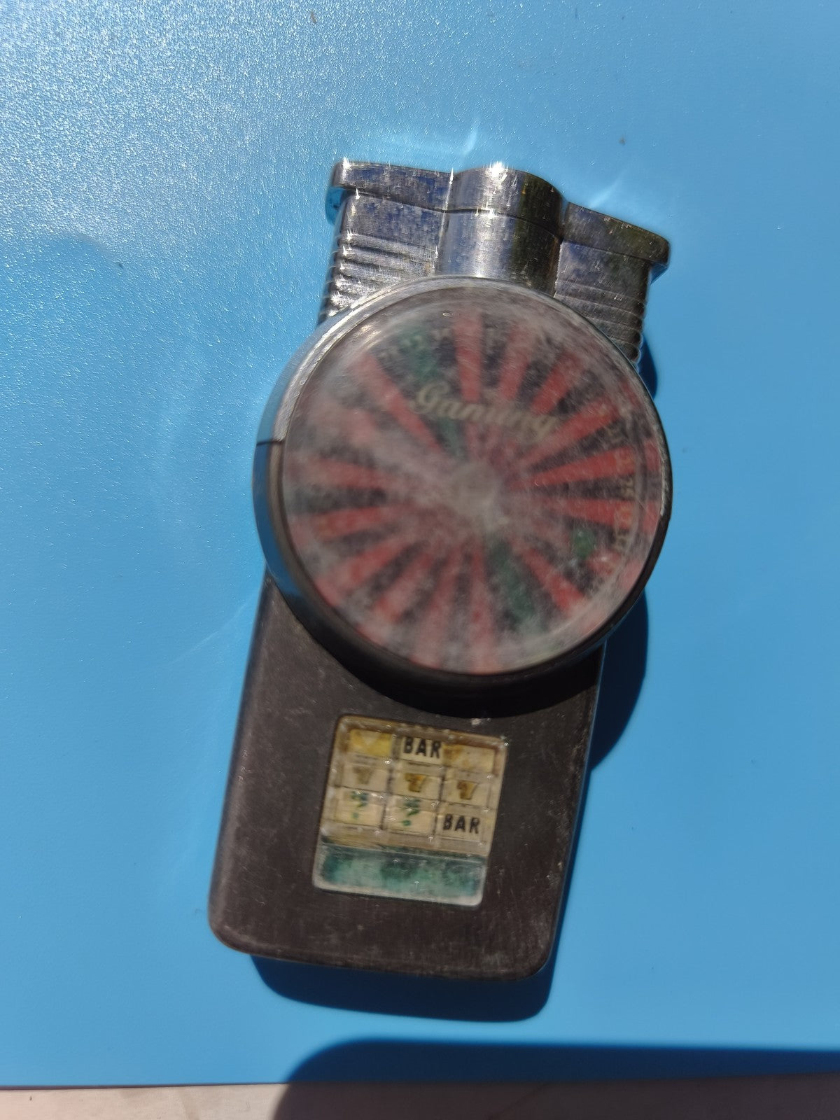 Ancien briquet publicitaire à roulette, déco vintage, à restaurer, non testé