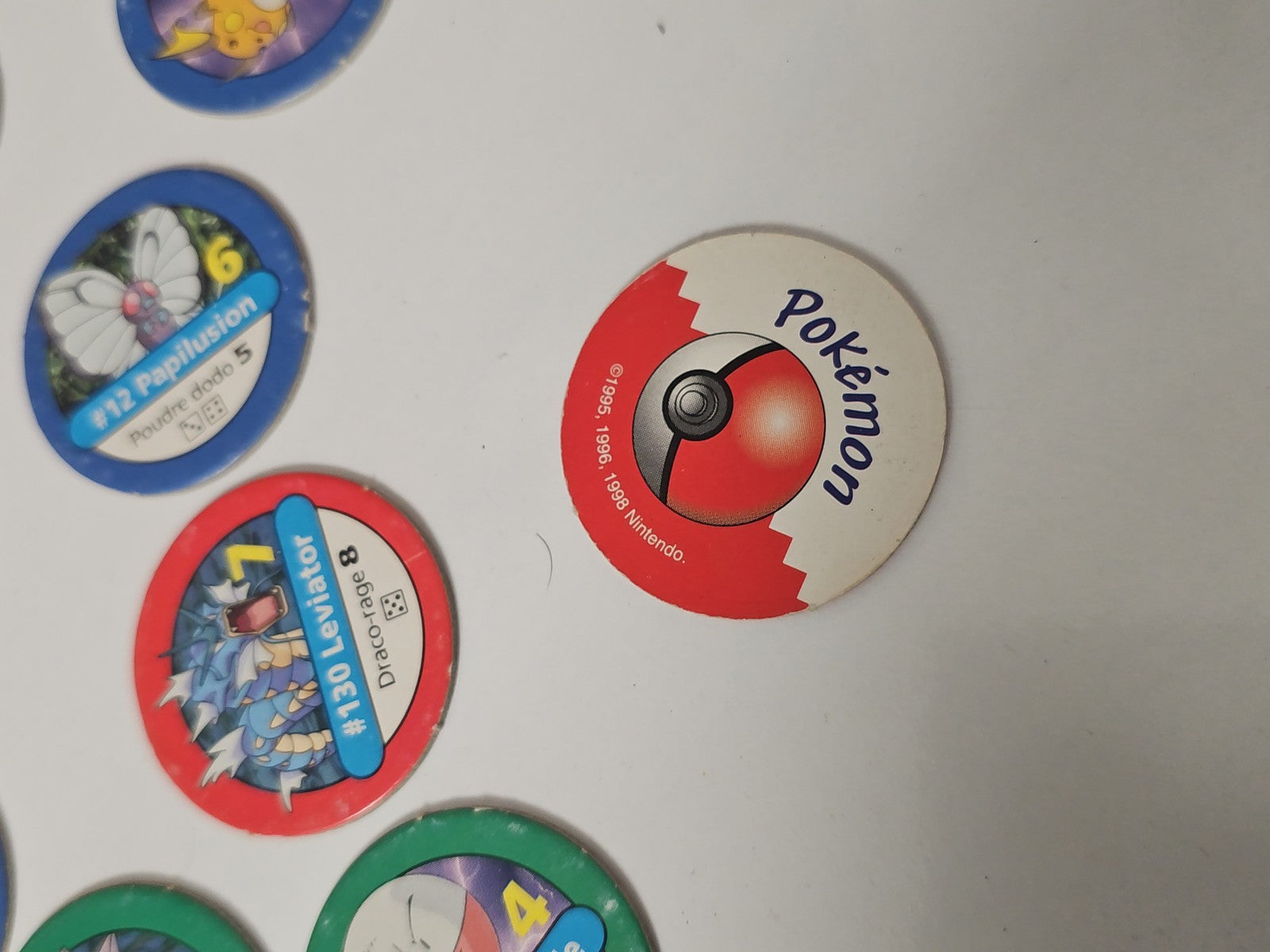Gros lot de pogs Pokémon originaux, jetons à jouer, pièces à collectionner