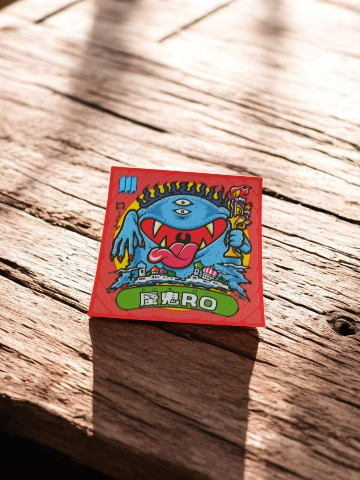 Sticker Bikkuriman Kakegi RO Japon, autocollant vintage, monstre bleu rare