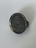 Bague vintage large motif circulaire noir argenté taille 54 anneau rétro