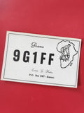 Carte radio QSL Ghana 9G1FF Kumasi indicatif radioamateur noir et blanc