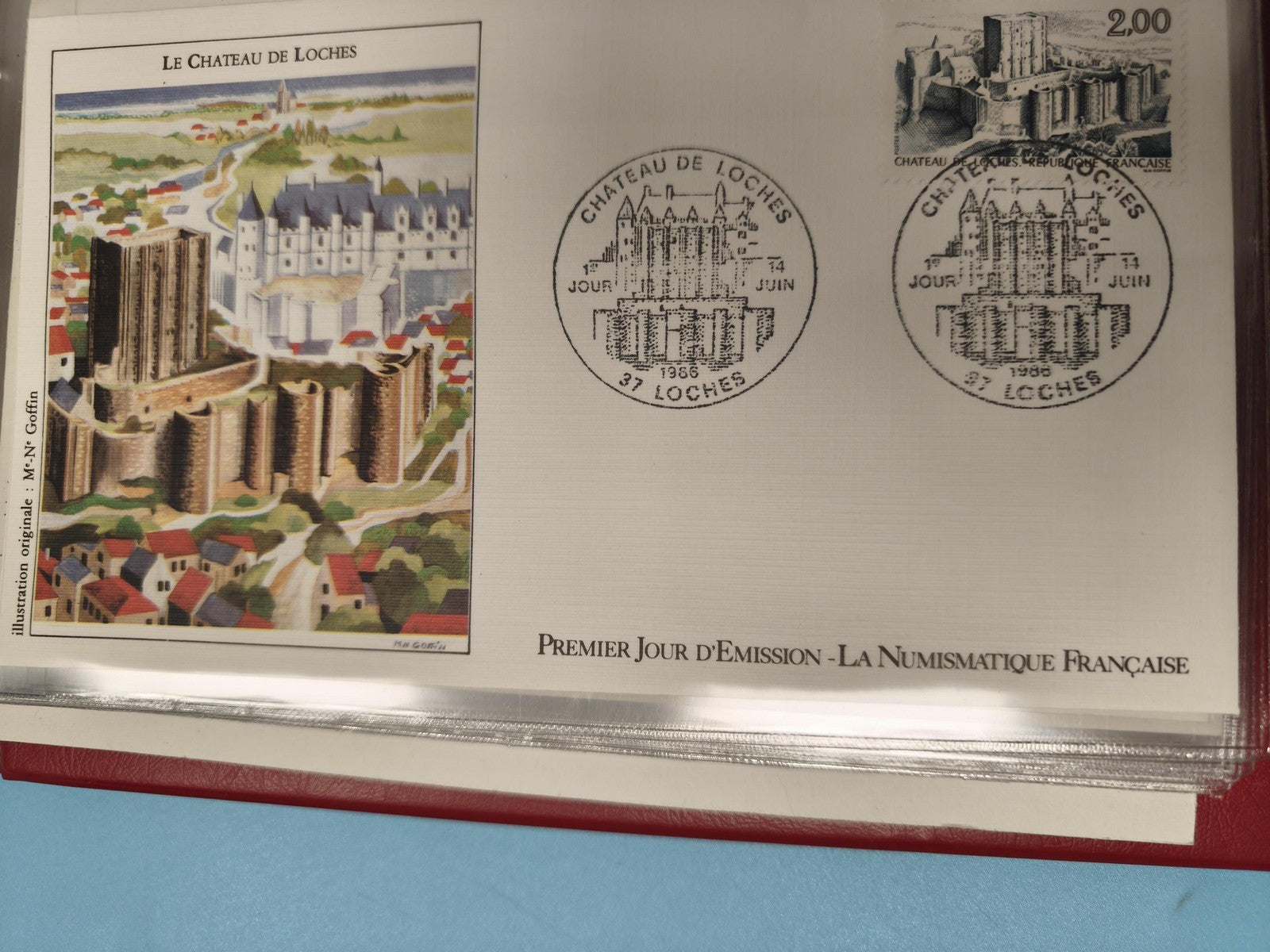 Enveloppe FDC Premier Jour Château de Loches timbre 2,00 FR illustration couleur