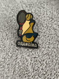 Pin's publicitaire vintage Orangina tennis joueur, émail, badge rétro (Ref 10)