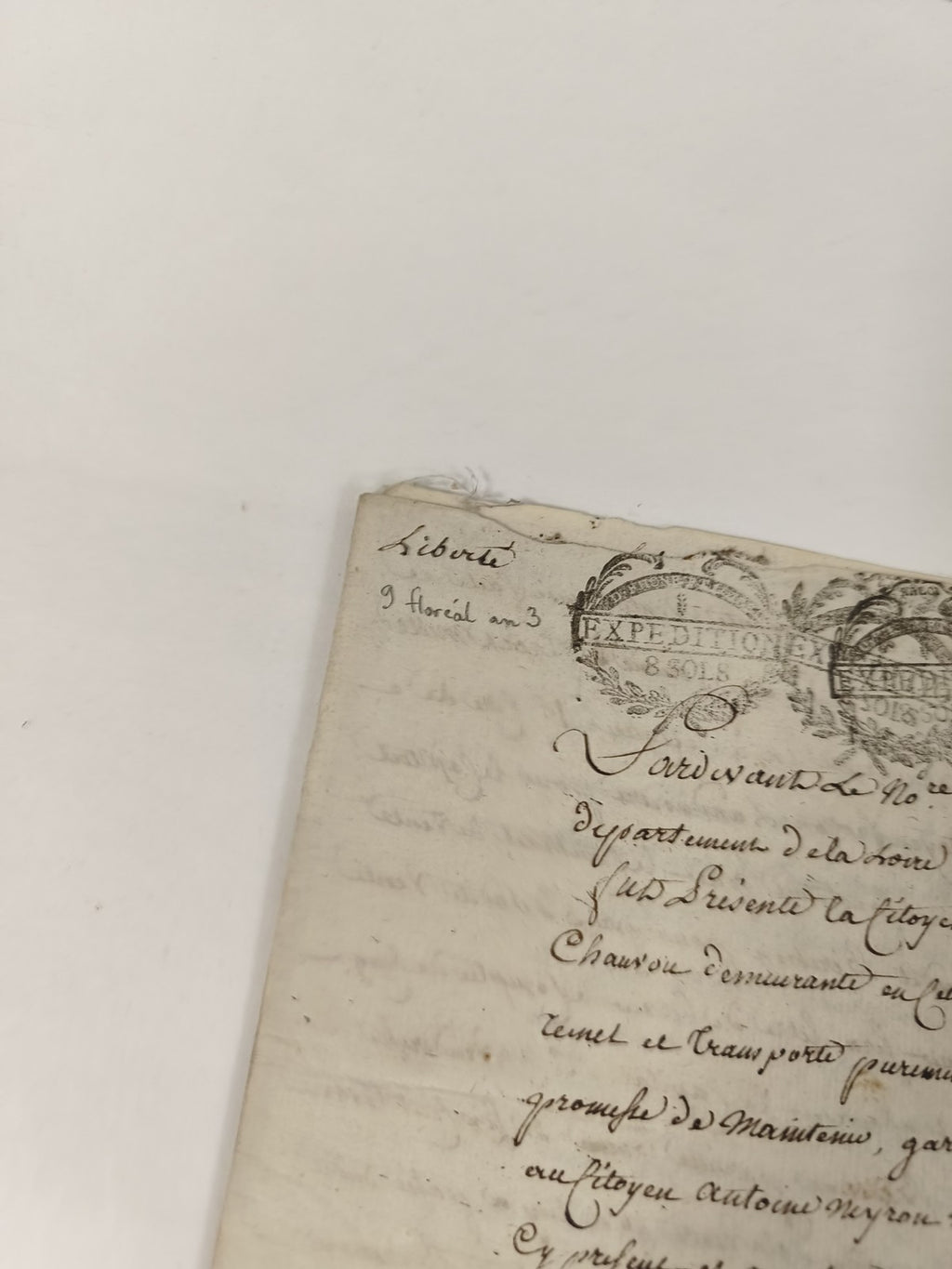 Lettre manuscrite administrative 1803, papier timbré, archive datée XIXe siècle