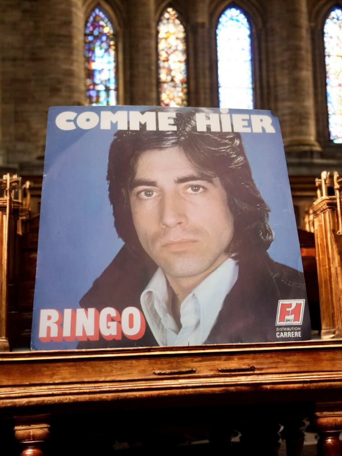 Vinyle 45 tours Ringo Comme Hier vintage, pochette photo, Carrere non testé