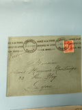 Ancienne enveloppe oblitérée Lyon 1937 philatélie, timbre rouge, collection