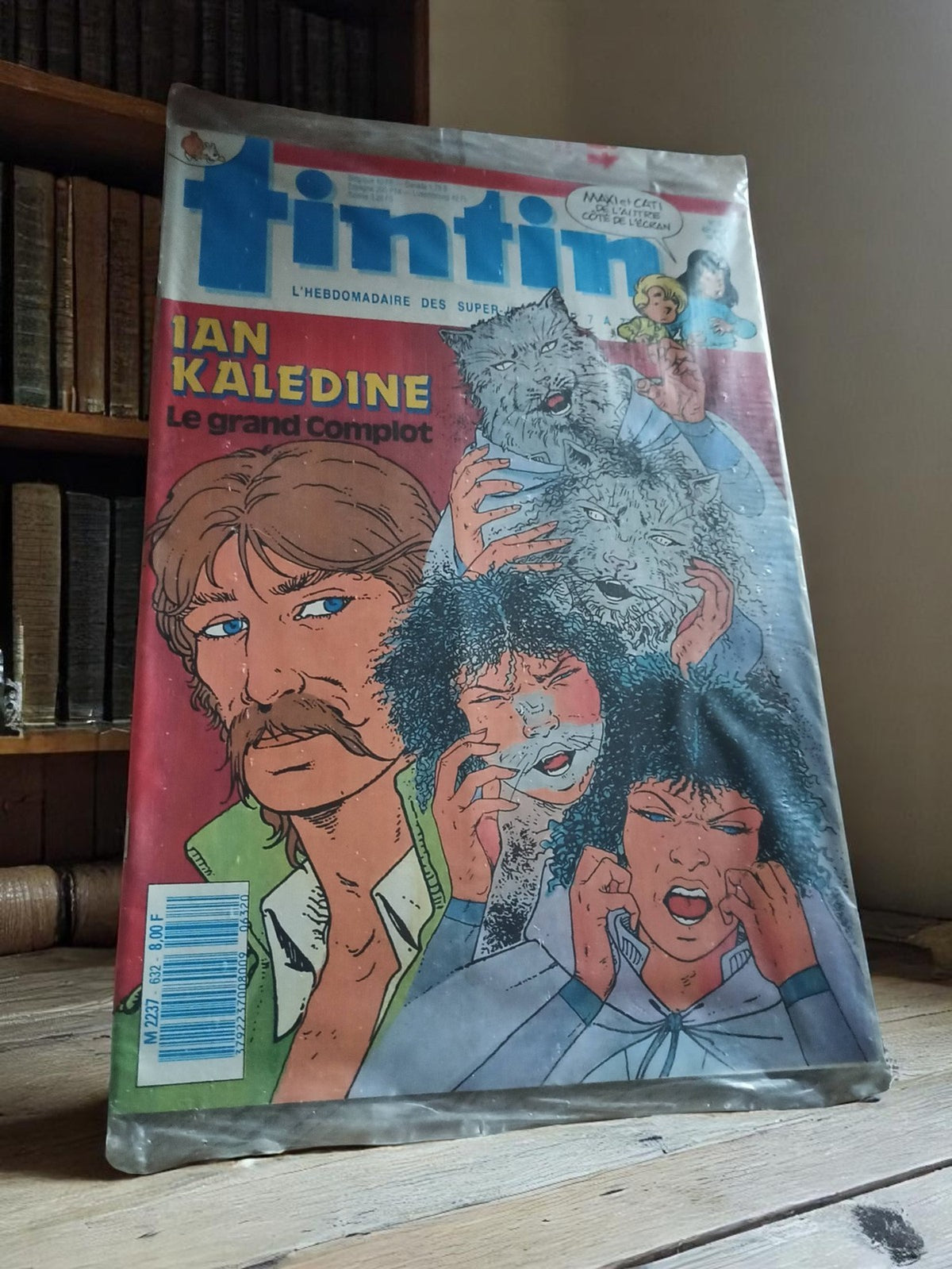 Magazine Tintin vintage sous blister, édition rétro, Ian Kaledine, neuf