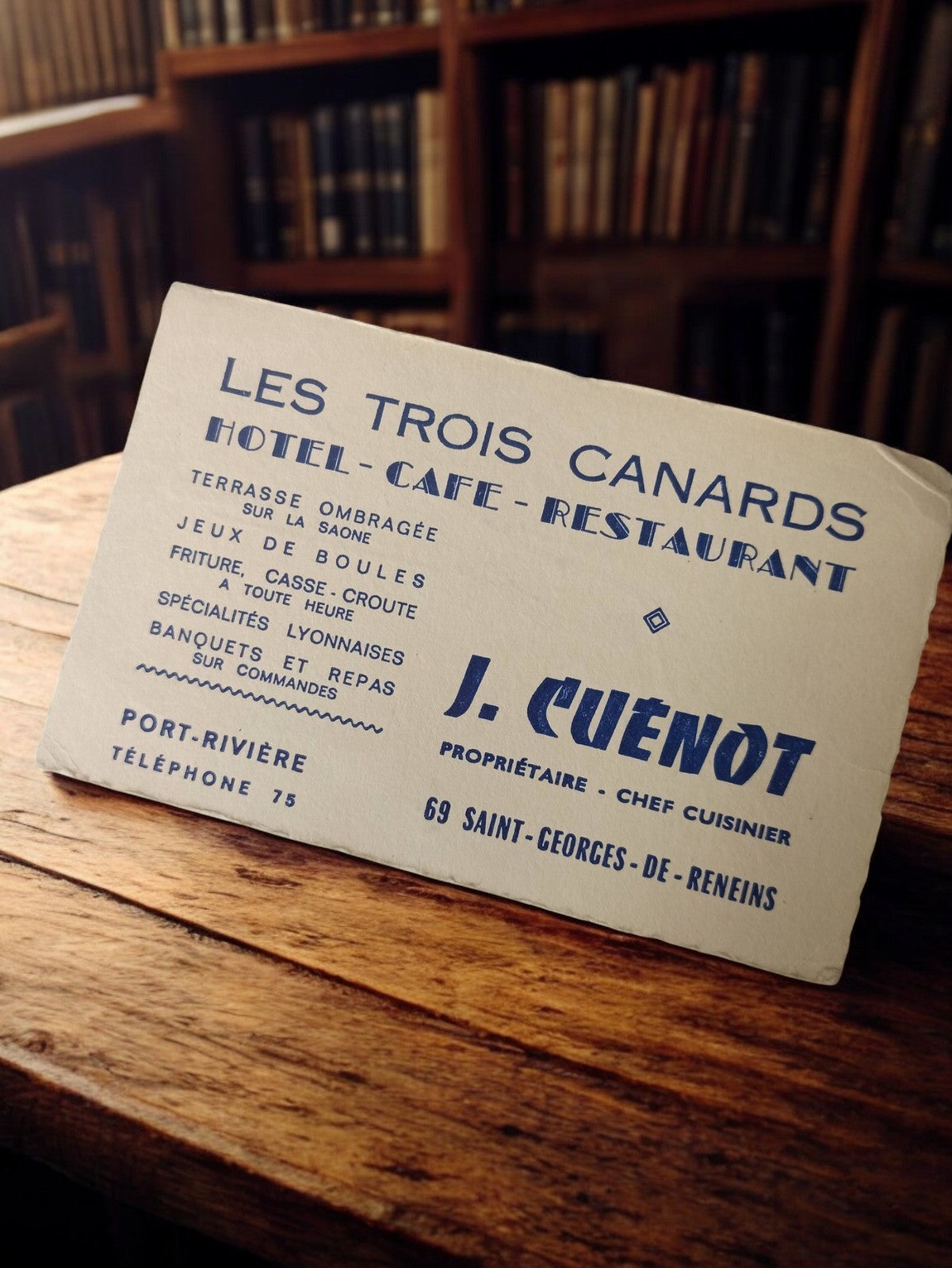 Carte publicitaire ancienne Les Trois Canards hôtel café restaurant rétro
