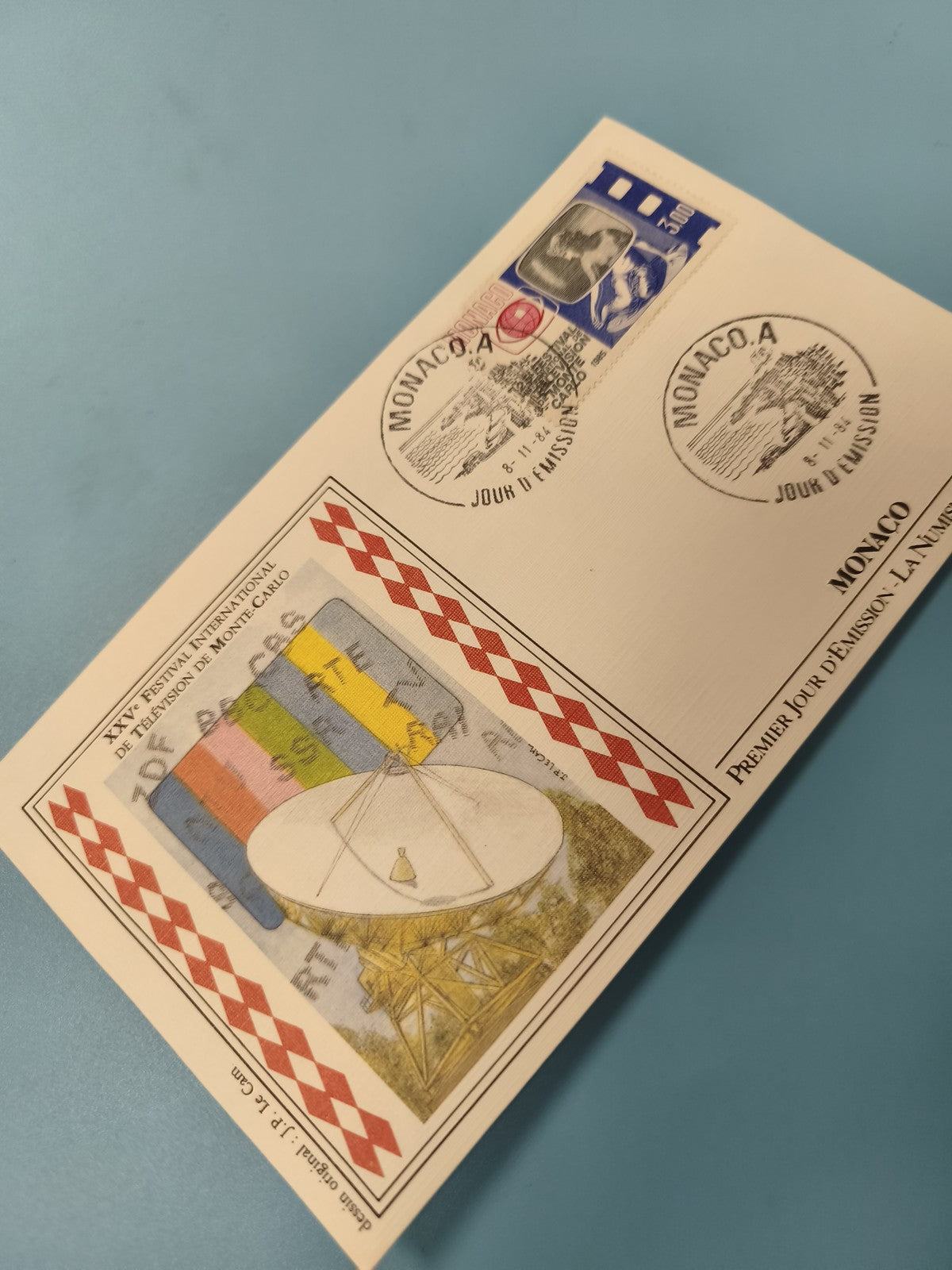 Enveloppe FDC Monaco premier jour émission timbre festival télévision Monte-Carl