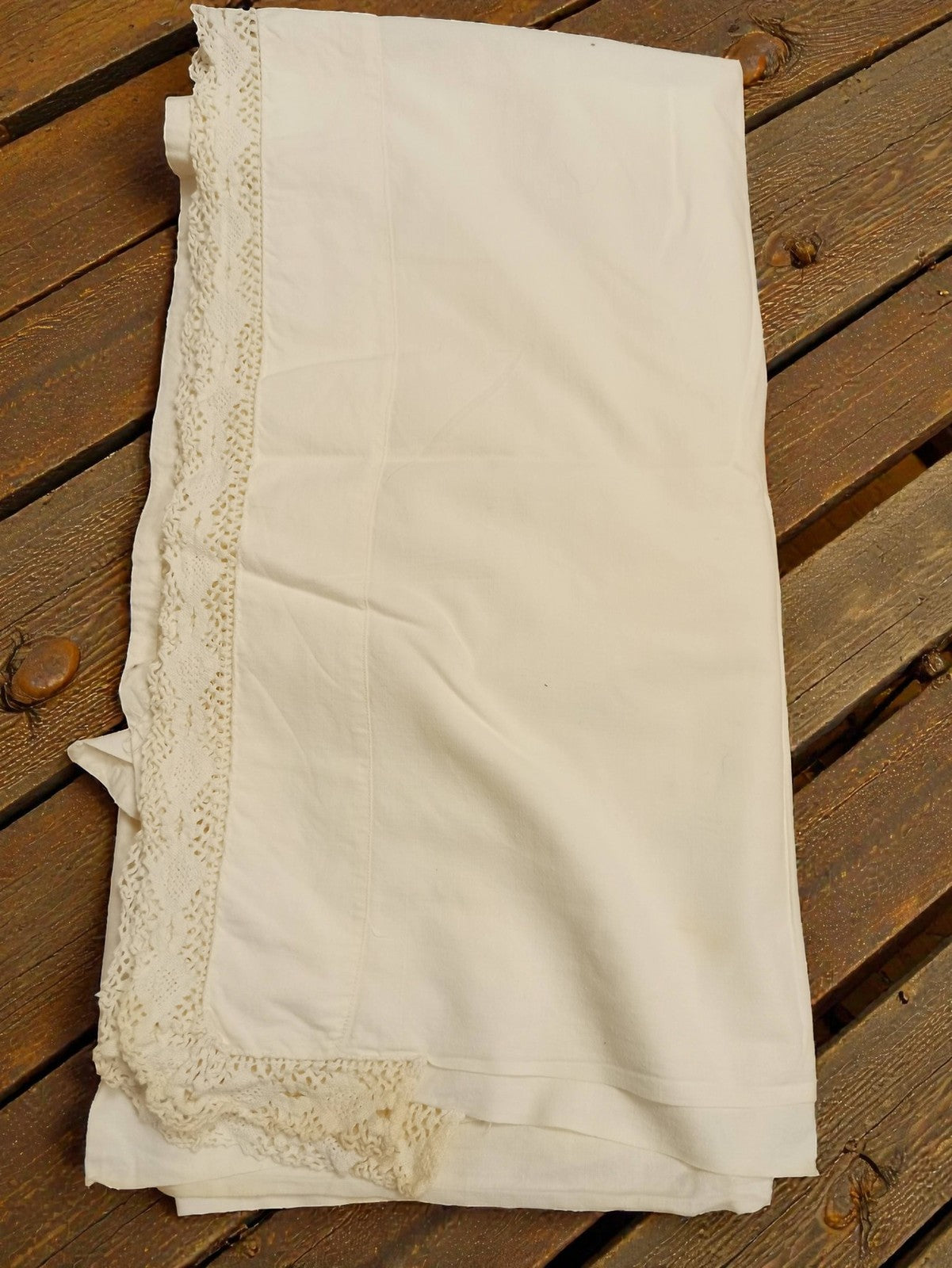 Rare set linge de table vintage ancien XIXe brodé dentelle crochet France