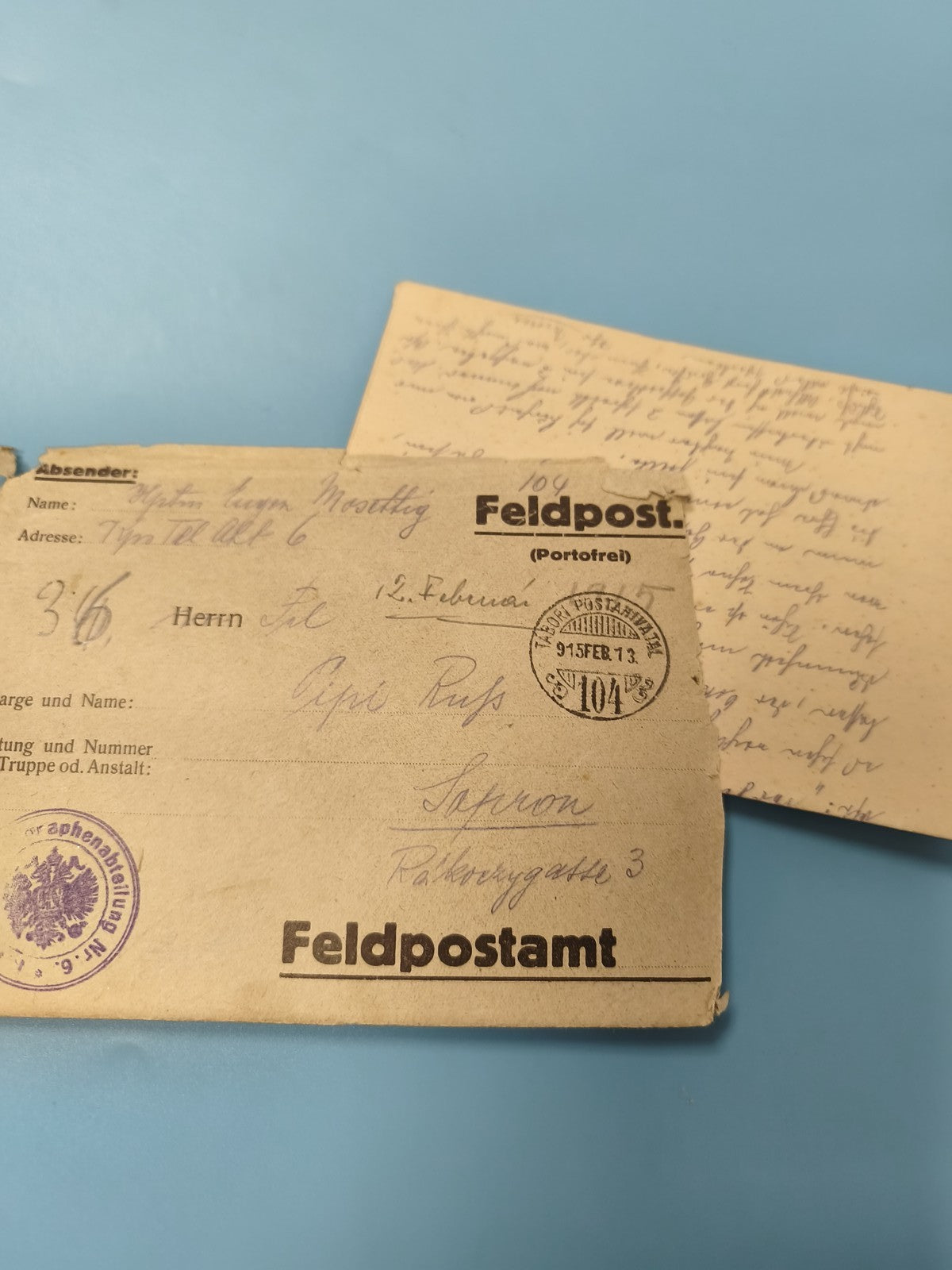 Ancienne enveloppe Feldpost WW1 1915 + lettre manuscrite armée philatélie