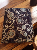Tissu ancien velours broché liturgique jacquard floral vintage 40x30 cm