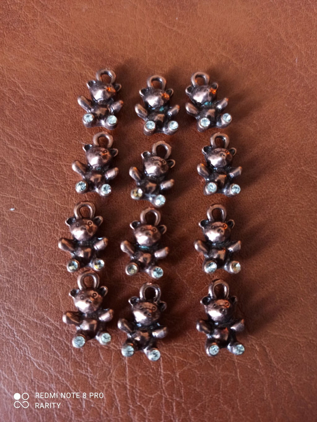 Lot pendentifs ourson métal vieilli strass vintage 80 90’s breloques bijou
