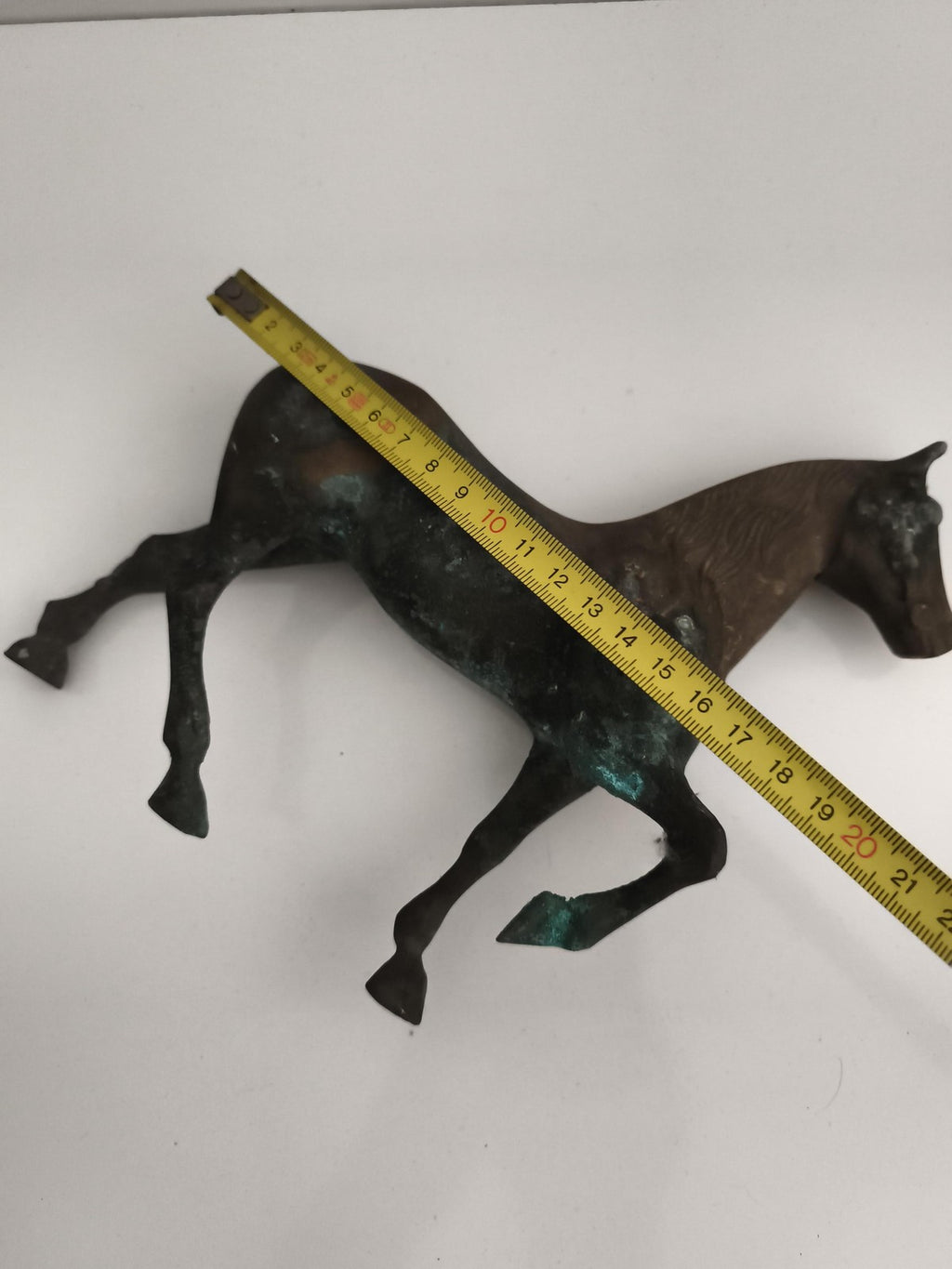 Sculpture cheval ancien bronze patine verte statuette équidé déco vintage