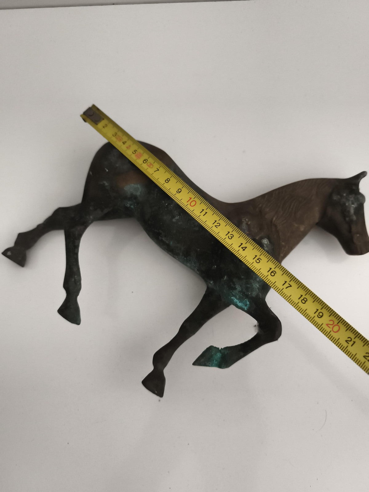 Sculpture cheval ancien bronze patine verte statuette équidé déco vintage