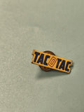 Vintage pin's TAC O TAC jaune bleu, collection rétro ancien jeu loterie