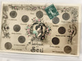 Carte postale ancienne CPA Langage du Sou pièces montées timbre France