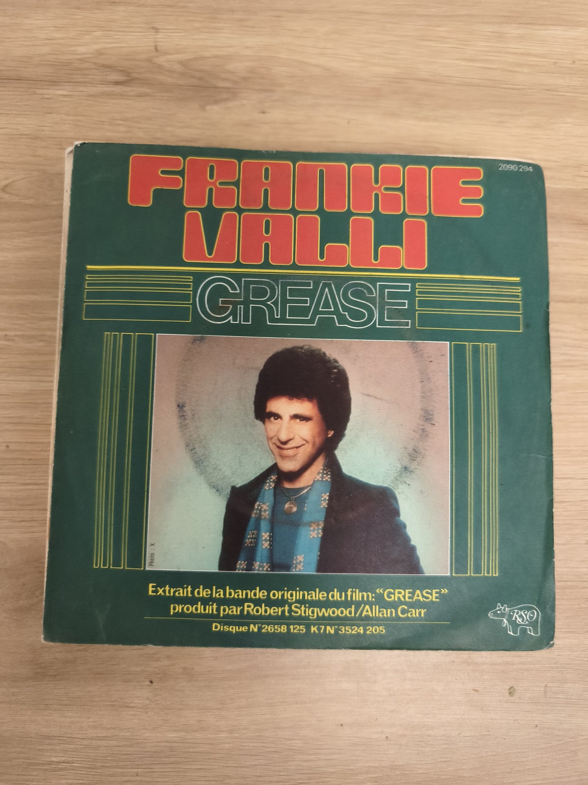 Vinyle 45 tours Frankie Valli Grease pochette verte bande originale film