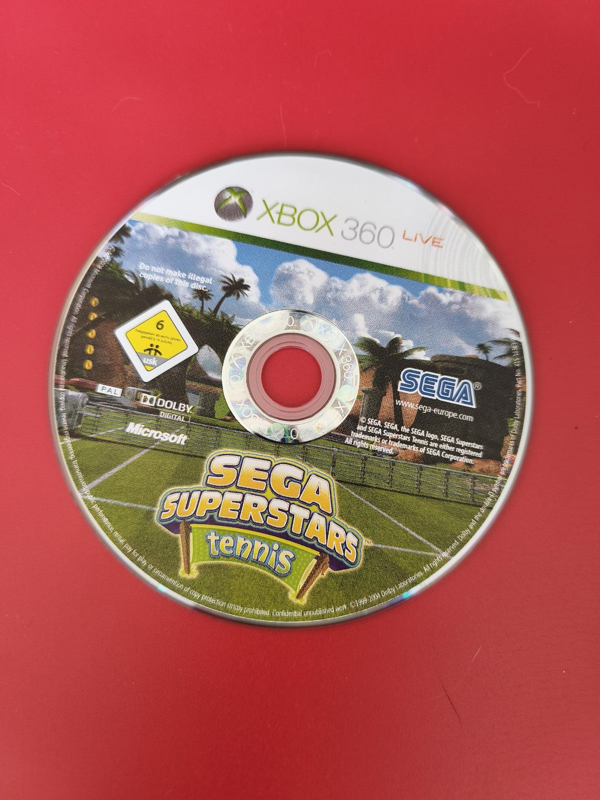CD Xbox 360 Sega Superstars Tennis disque seul jeu vidéo Microsoft testé