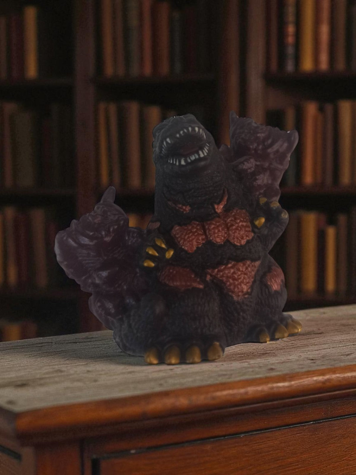 Figurine Godzilla soft vinyl, marionnette doigt, monstre noir rouge
