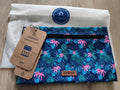 Pochette Cabaia tropical bleu rose, accessoire amovible sac, neuve 24 cm