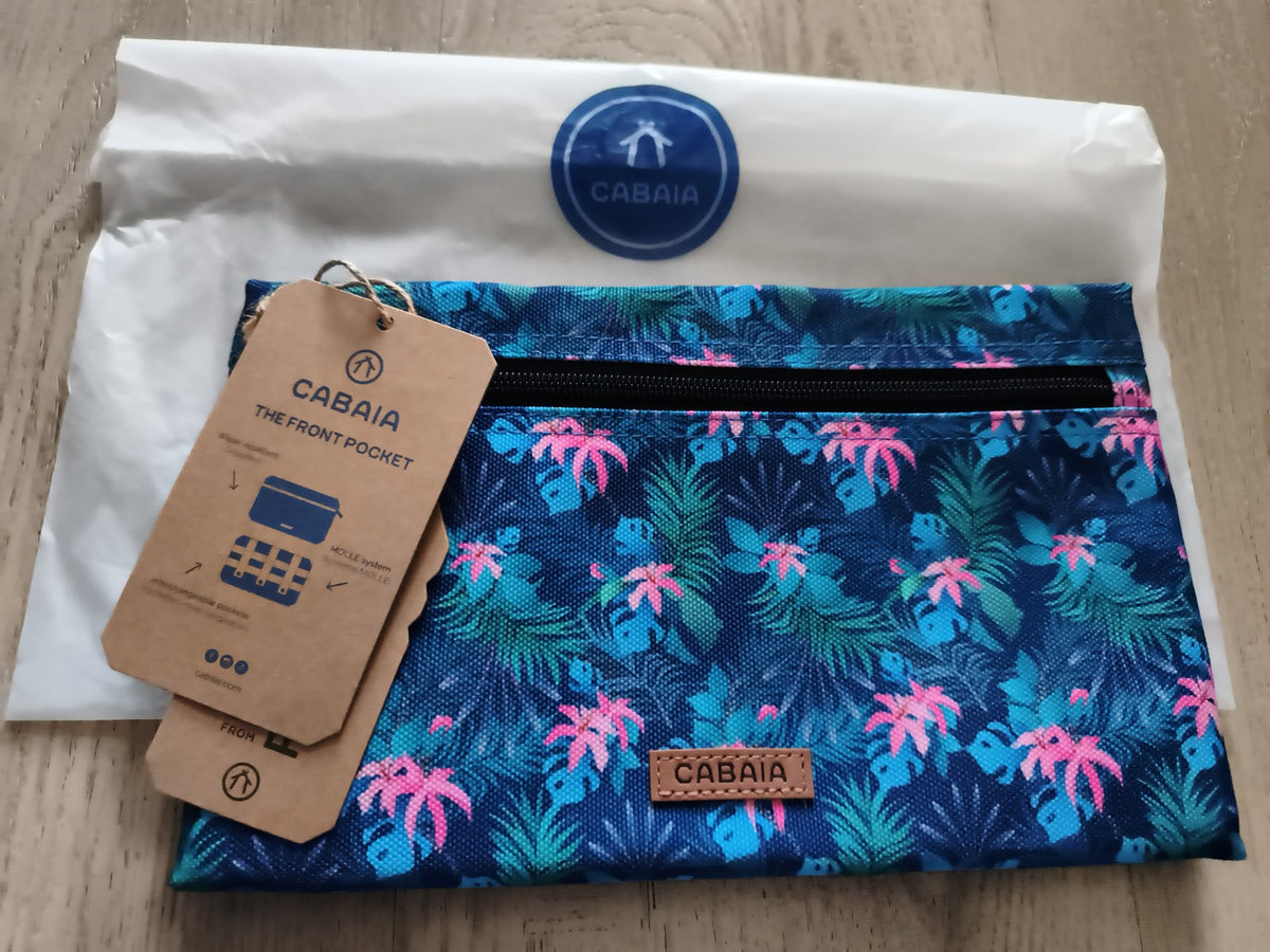 Pochette Cabaia tropical bleu rose, accessoire amovible sac, neuve 24 cm