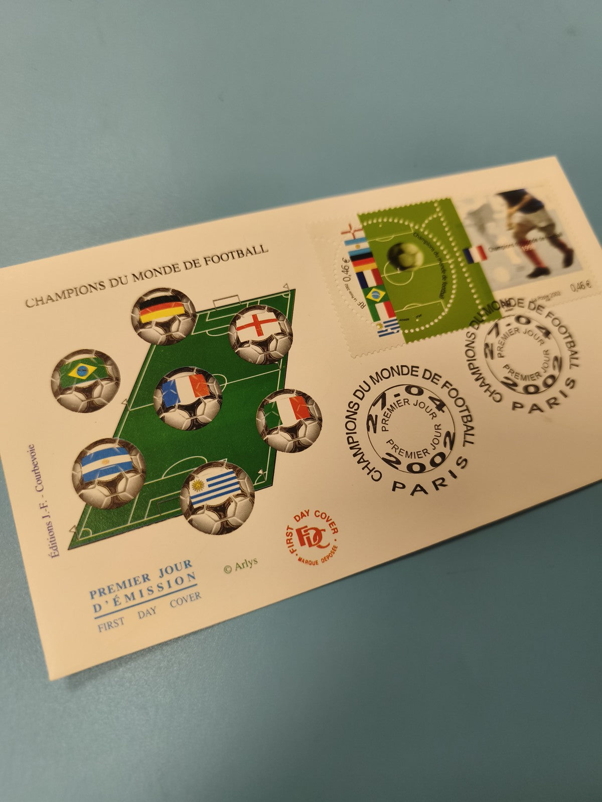Enveloppe FDC Premier Jour Football Champions du Monde Timbres Paris 2002